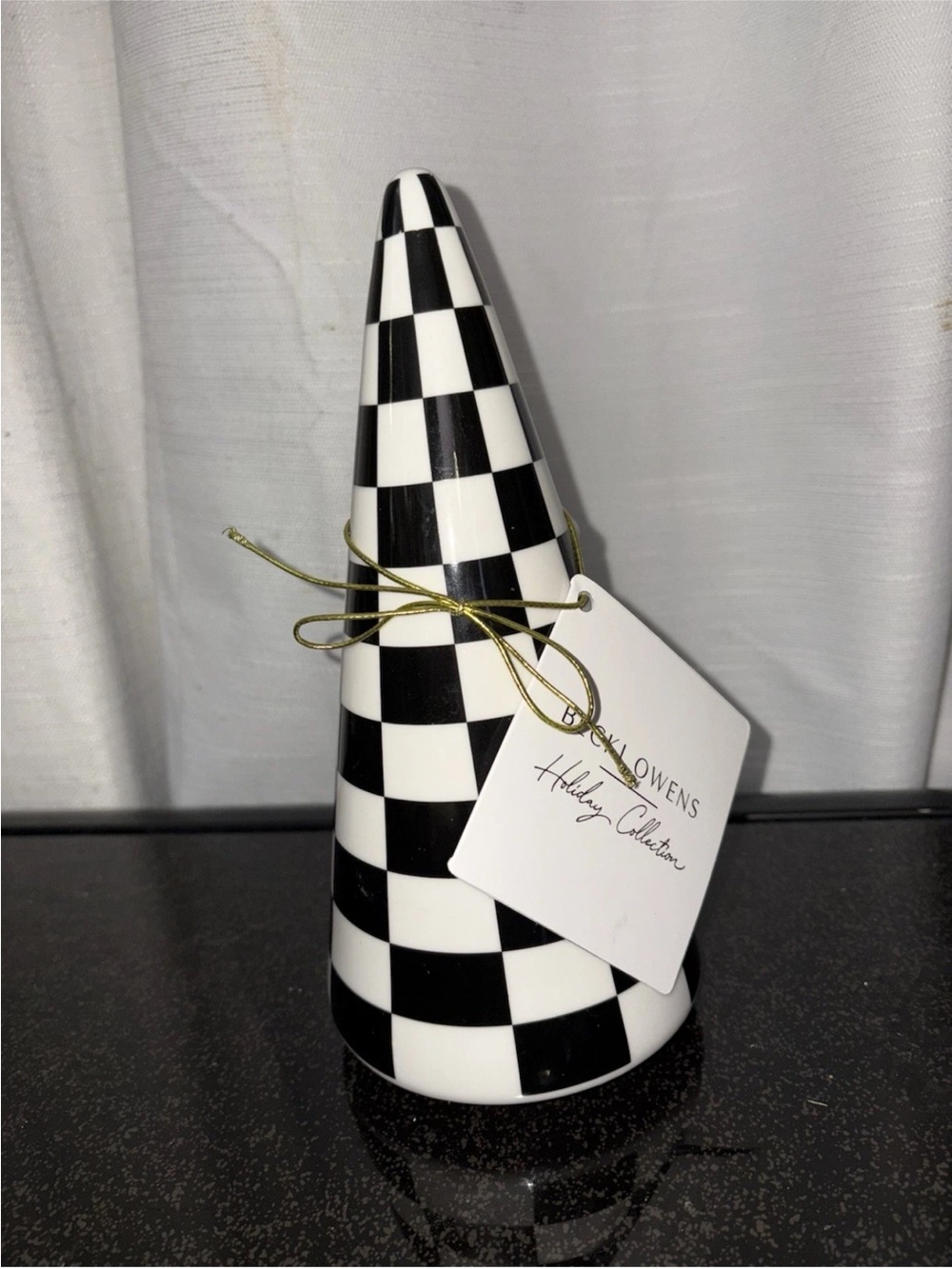 Becki Owens Holiday Checkered Christmas Tree Mackenzie Childs Inspired  10” Tall